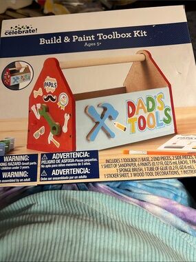 Celebrate It Build & Paint Toolbox Kit - Red, Blue, Light Blue, Green, NEW